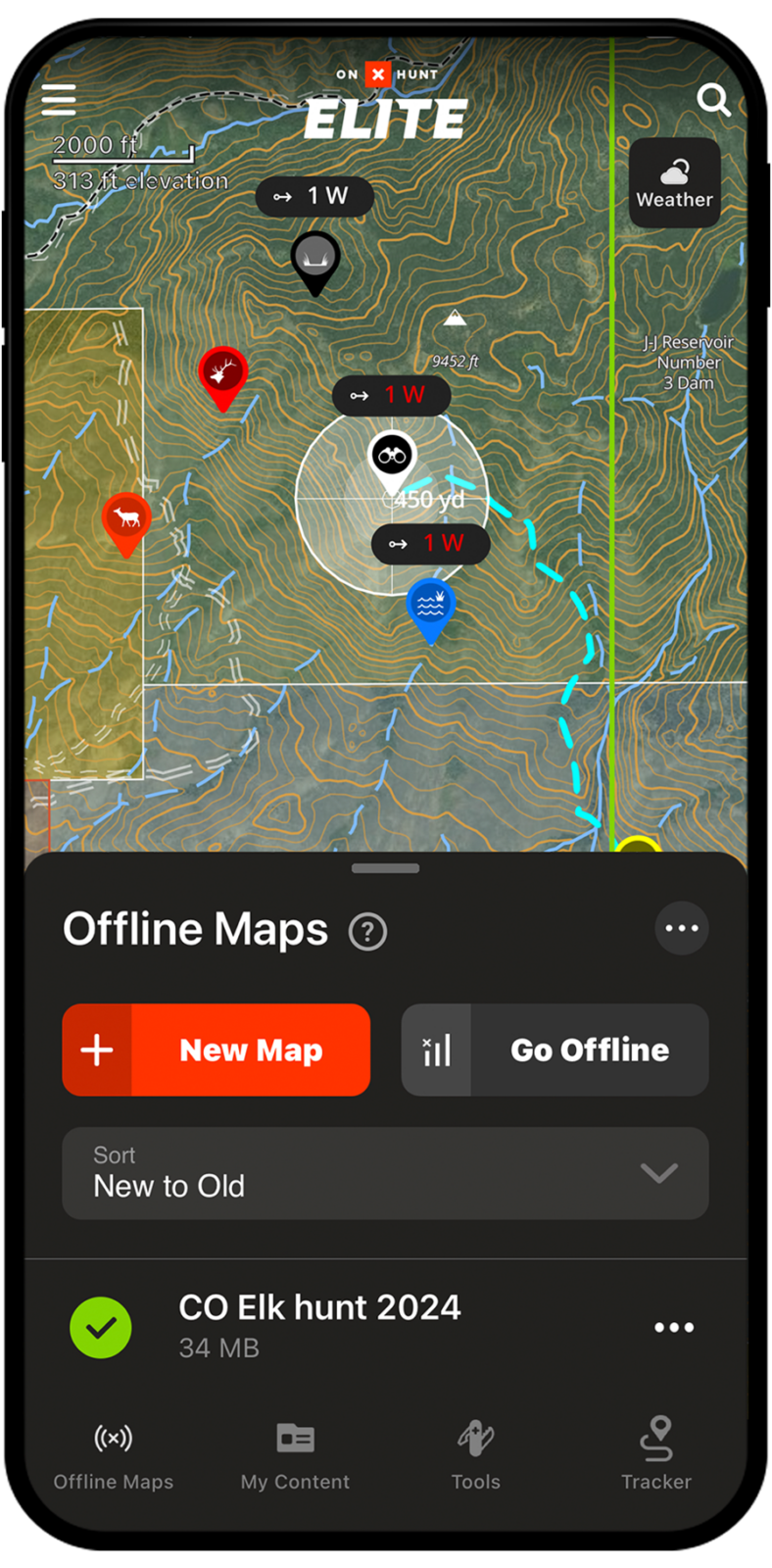 offline maps on an iphone with onx Maps