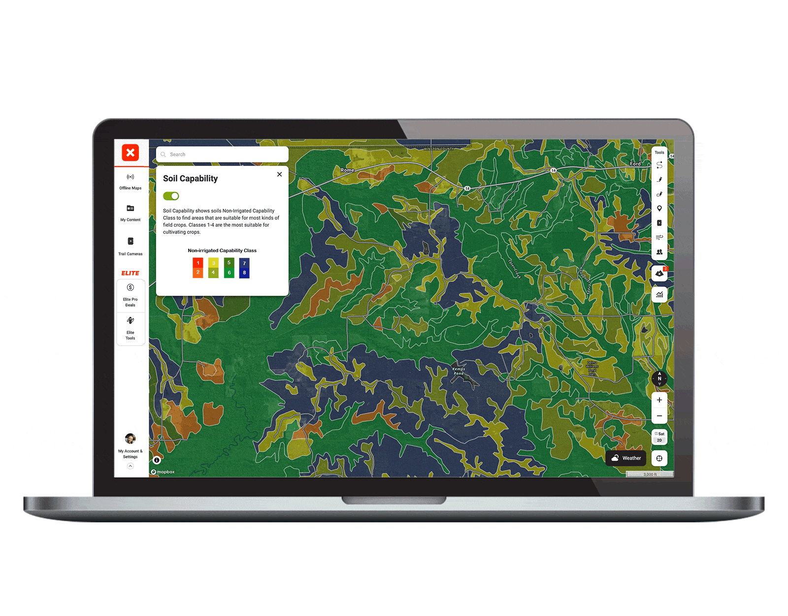 A gif showing how users can hover over the Soil Capability Map Layer to get info at-a-glance. 