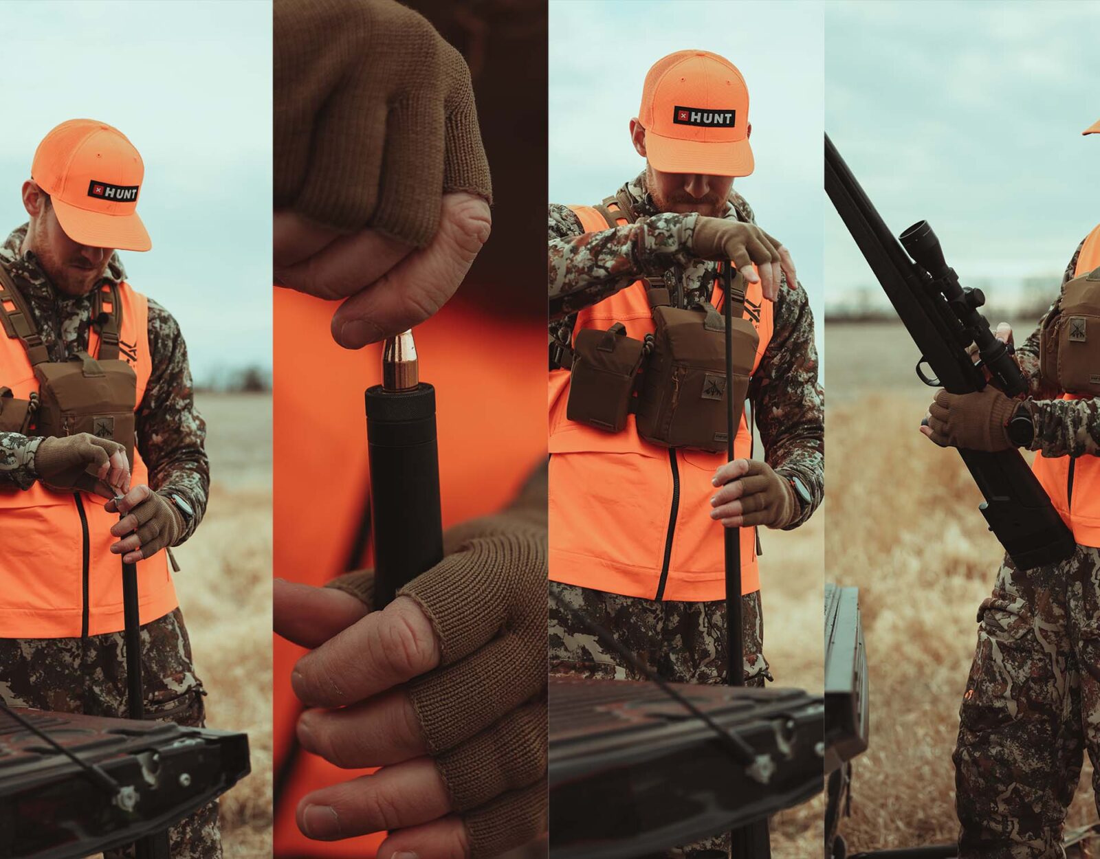 A hunter loads his muzzleloader.