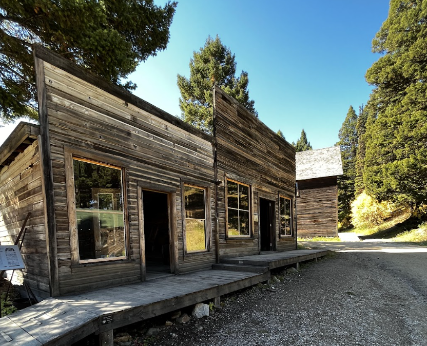 ghost town with abandoned building